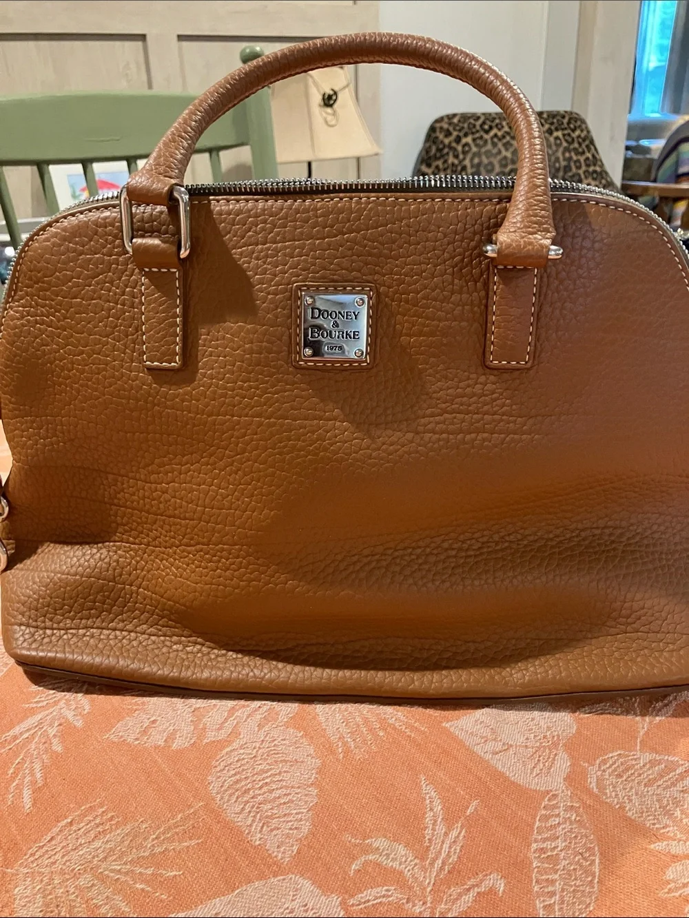 Dooney & Bourke Brown Pebbled Leather Dome Satchel